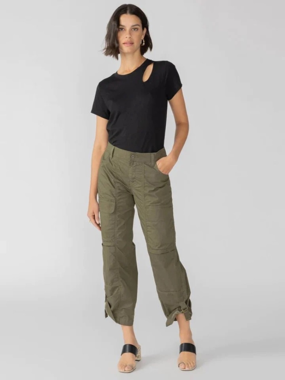NWT [Sanctuary] Army Green Terrain Utility Cargo Joggers Mid Crop Pants | 28 · 6